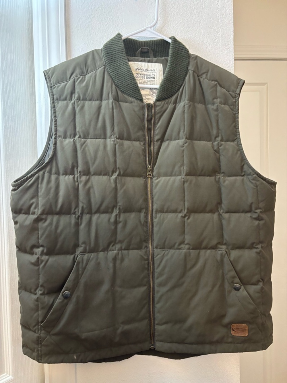 Eddie Bauer Olive Quilted Goose Down Vest